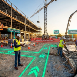 VR training POV on a construction site