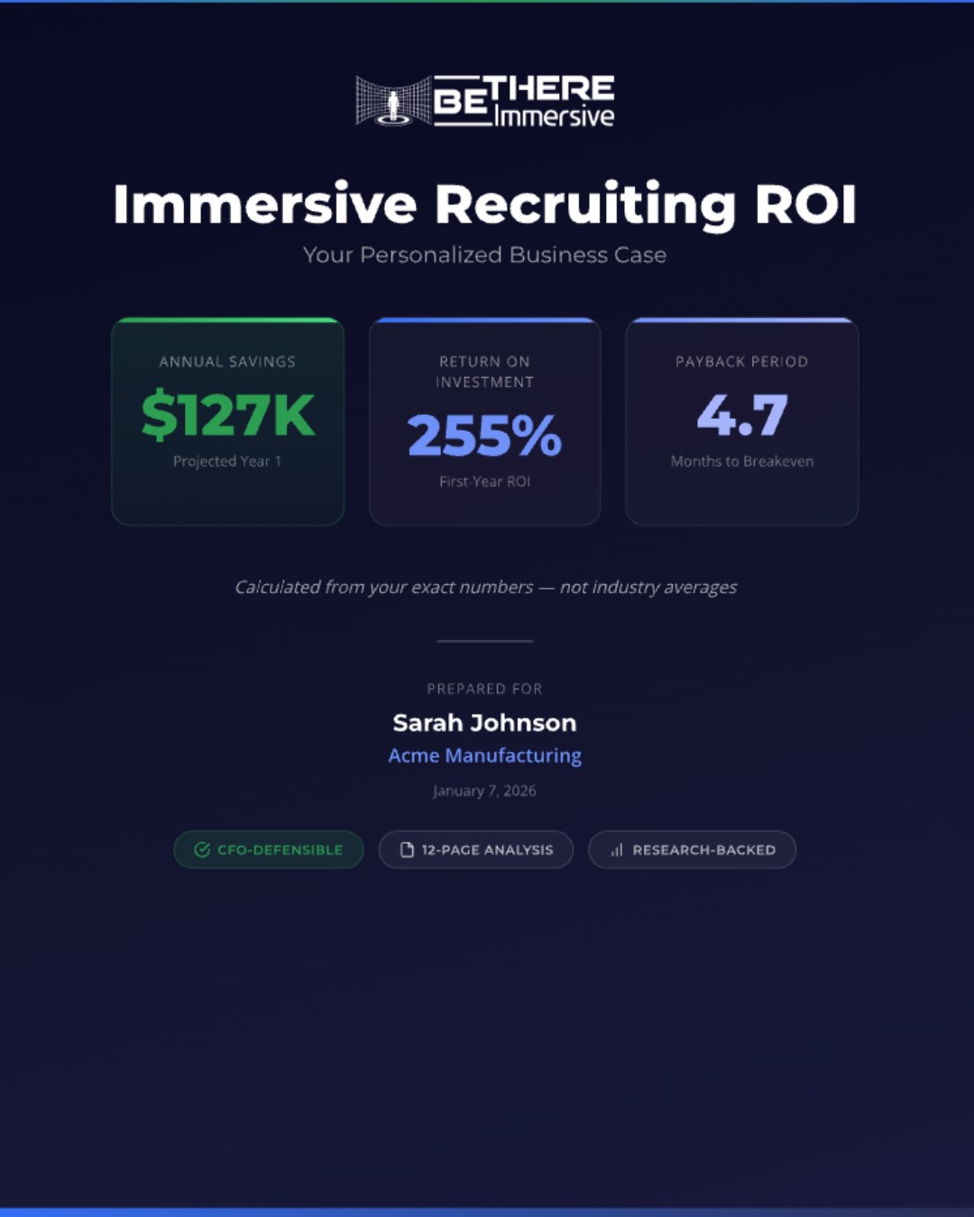 Immersive Recruiting ROI Calculator